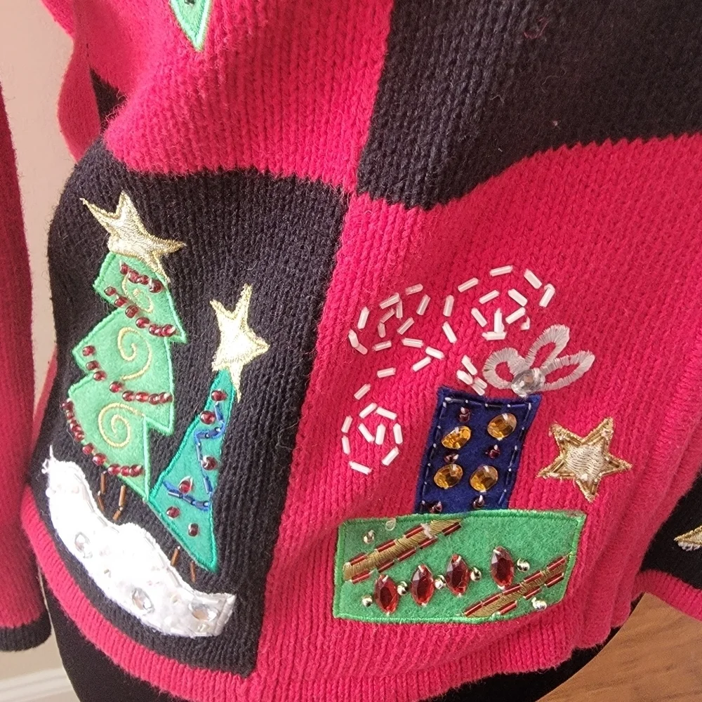 Tiara International Vintage Ugly Zip Up Cardigan  Sweater Size S/M - Picture 8 of 11